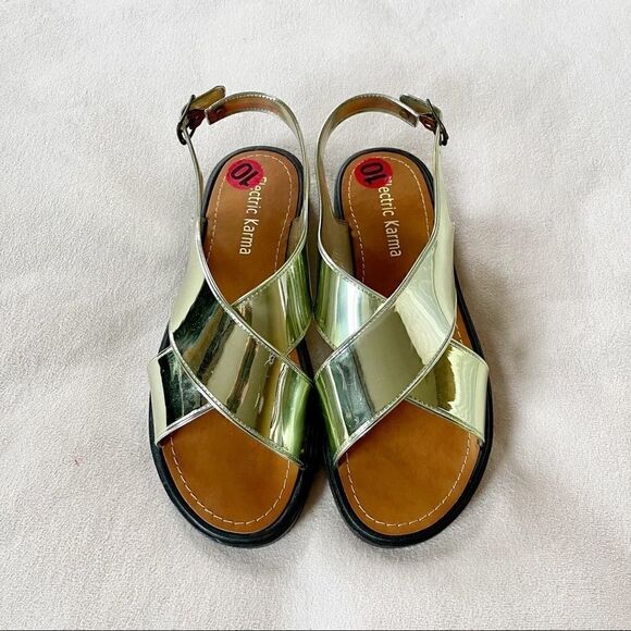 Gold Electric Karma Sandals Size 10 - Picture 2 of 8